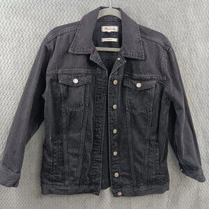 MADEWELL Women's The Oversized Jean Jacket in Lunar Wash Black Denim Size S